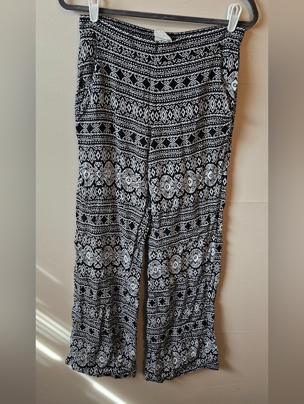 BCX Size L Flowy Pants Black/White